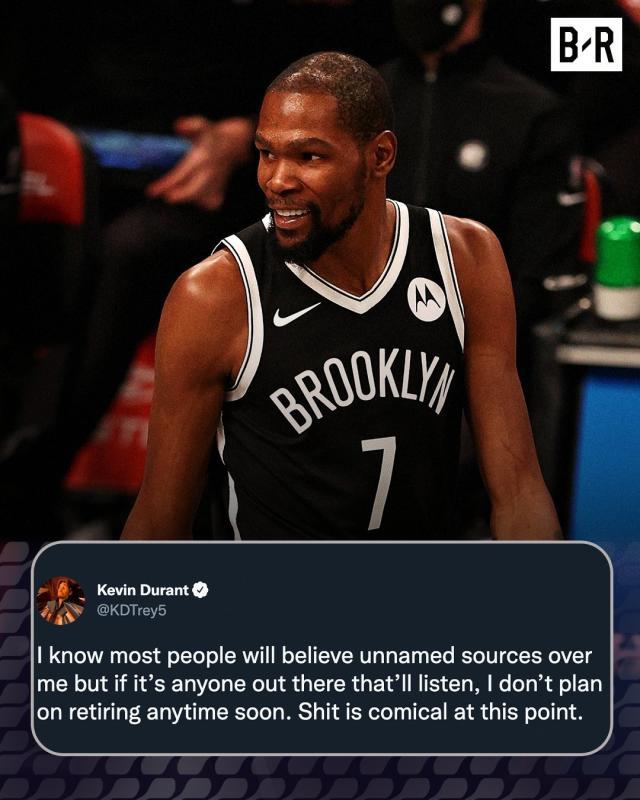 不被篮网交易就退役？杜兰特在线辟谣：太搞笑了
